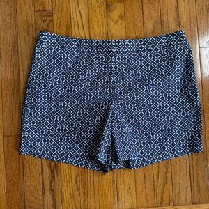 Brooks Brothers 346 Tailored Shorts Size 14–Blue Geometric Print, 5" Inseam